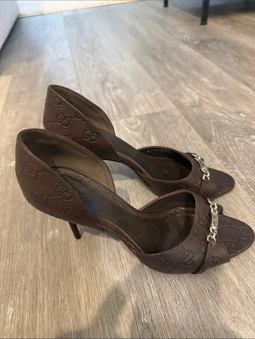 Gucci Brown Guccissima  Open-Toe Leather Heels with Horsebit Accent